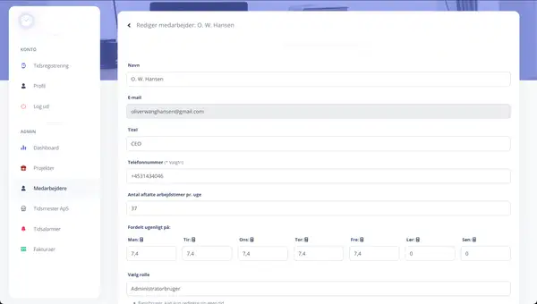 Automatisering af tidsregistrering for medarbejdere