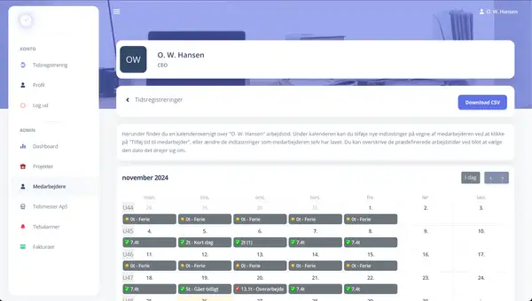 Eksport af tidsdata i CSV til lønsystemer